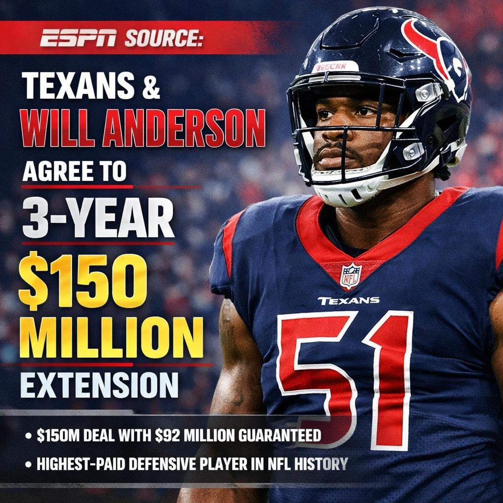 Source: Texans, Will Anderson reach 3-year, $150M extension http Blank Meme Template