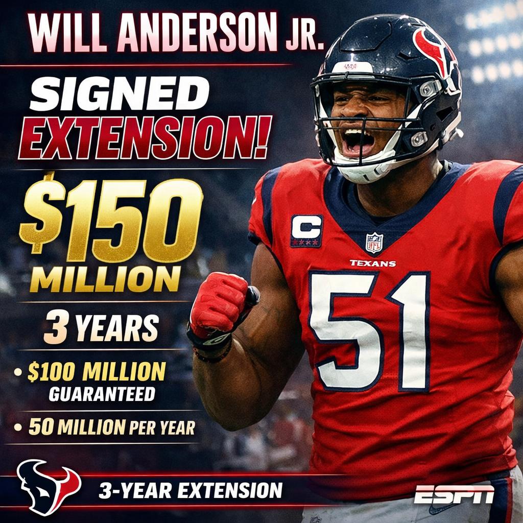 Source: Texans, Will Anderson reach 3-year, $150M extension http Blank Meme Template