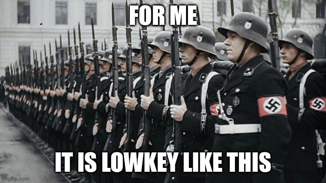 nazi soldiers | for me it is lowkey like this | image tagged in nazi soldiers | made w/ Imgflip meme maker