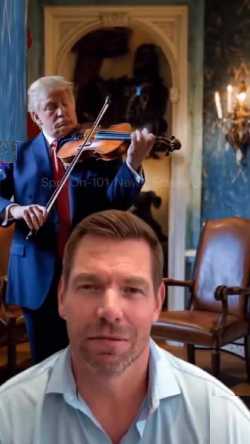 Trump plays the violin while Swalwell denies accusations Blank Meme Template