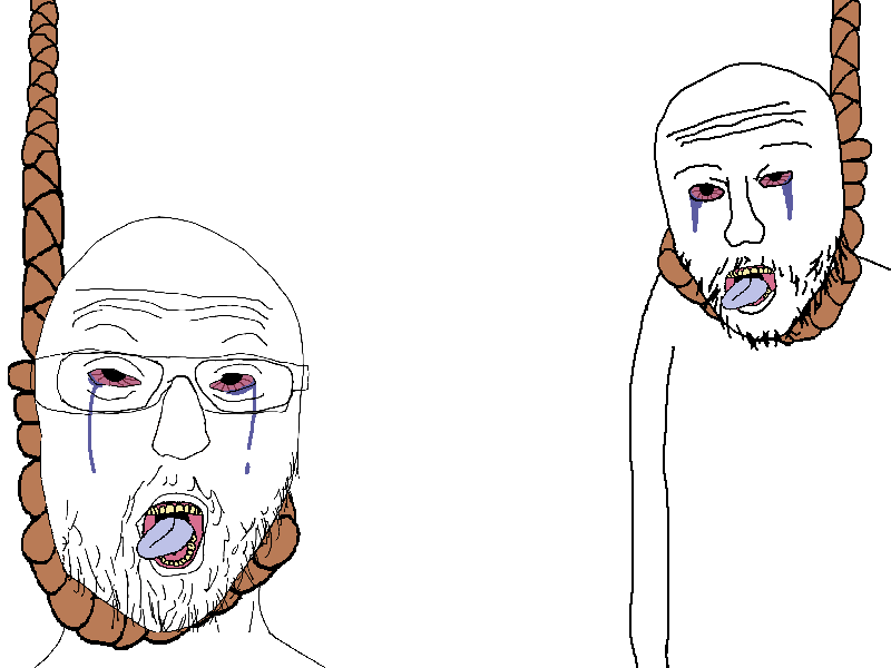 Two Soyjaks Pointing suicide, GOOD! Blank Meme Template