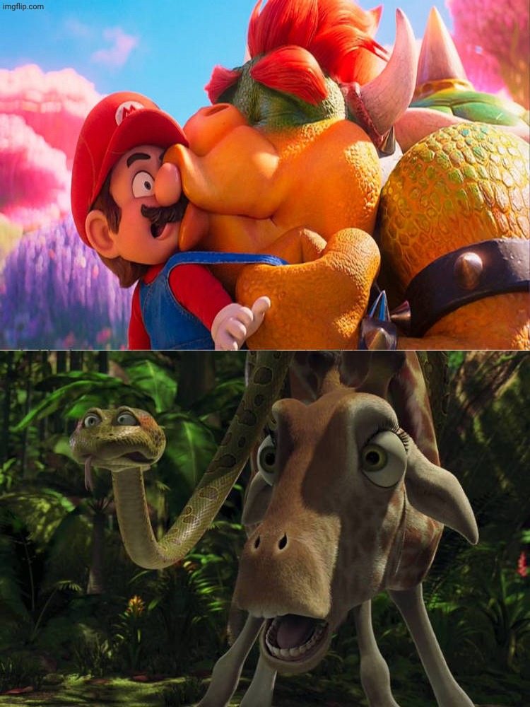 Bridget and Larry Reacts To Bowser Kisses Mario | image tagged in bridget and larry reacts to who and what,deviantart,the wild,mario movie,disney,deviantart week | made w/ Imgflip meme maker