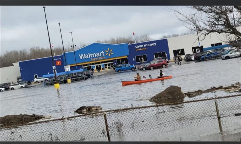 Why Are People Canoeing in  a Flooded Walmart!? Blank Meme Template