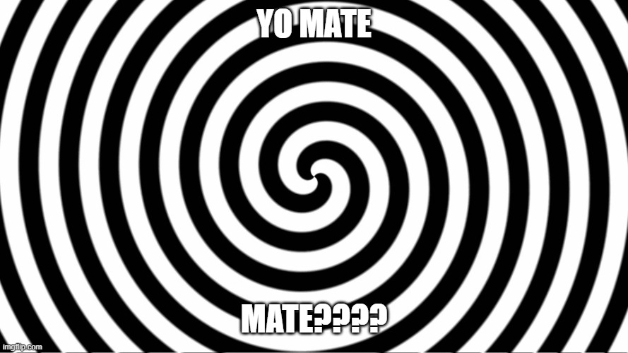 Hypnotize | yo mate; MATE???? | image tagged in hypnotize | made w/ Imgflip meme maker