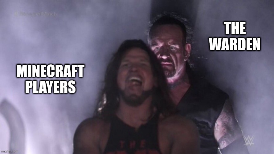 AJ Styles & Undertaker | The Warden; Minecraft Players | image tagged in aj styles undertaker | made w/ Imgflip meme maker