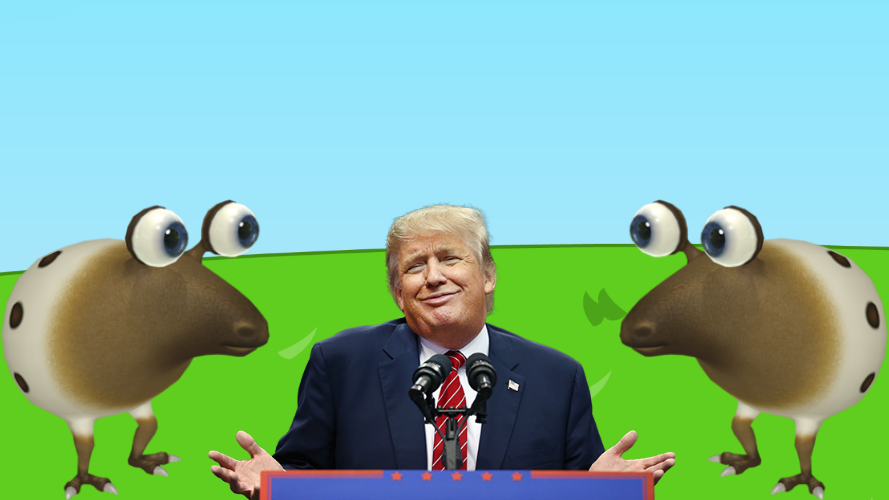 Donald Trump With Whiptongue Bulborbs Blank Meme Template