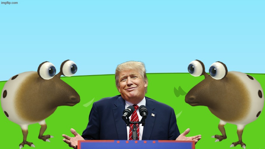 Donald Trump With Whiptongue Bulborbs | image tagged in donald trump with whiptongue bulborbs,memes,donald trump,whiptongue bulborbs,bulborbs | made w/ Imgflip meme maker