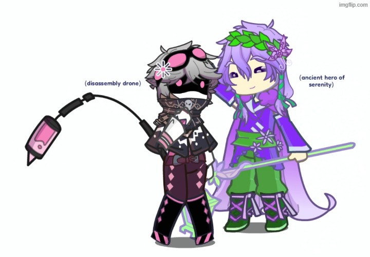The duality of my ocs that are inspired by the song Language of the Lost (names in comments) | image tagged in gacha,ocs,murder drones,cookie run kingdom | made w/ Imgflip meme maker