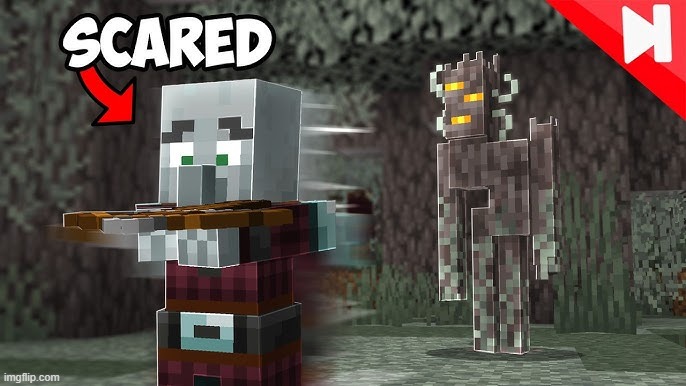 Used in comment | image tagged in pillager running away from creaking | made w/ Imgflip meme maker