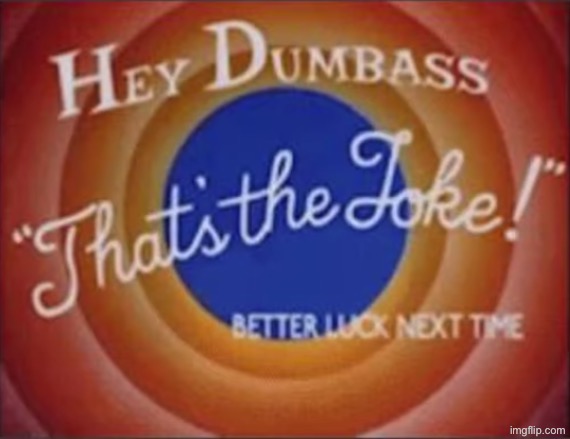 hey dumbass that's the joke | image tagged in hey dumbass that's the joke | made w/ Imgflip meme maker