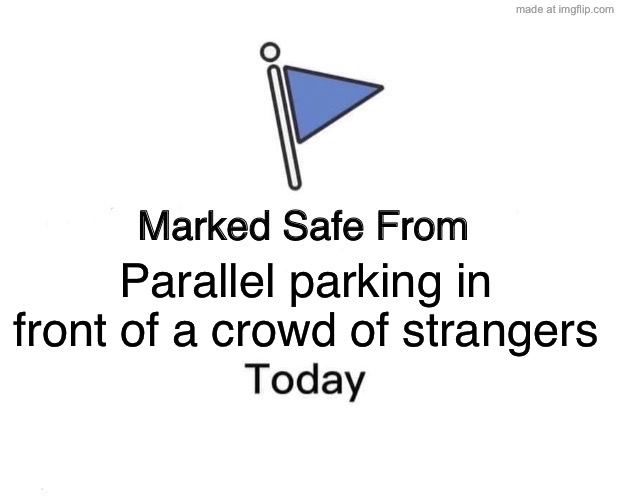 Parallel parking in front of a crowd of strangers | Parallel parking in front of a crowd of strangers | image tagged in memes,marked safe from,driving,parallel lines,cars,strangers | made w/ Imgflip meme maker