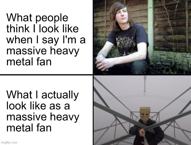 Heavy Metal Fans | image tagged in metal head,heavy metal,lattice climbing,climbing memes,latticeclimbing,baghead climber | made w/ Imgflip meme maker