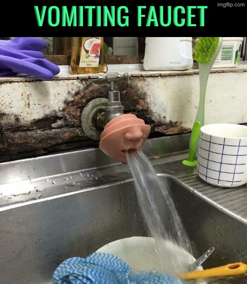 Vomiting Faucet | Vomiting faucet | image tagged in img_2331 jpeg,sink,vomit,cursed,excuse me wtf | made w/ Imgflip meme maker