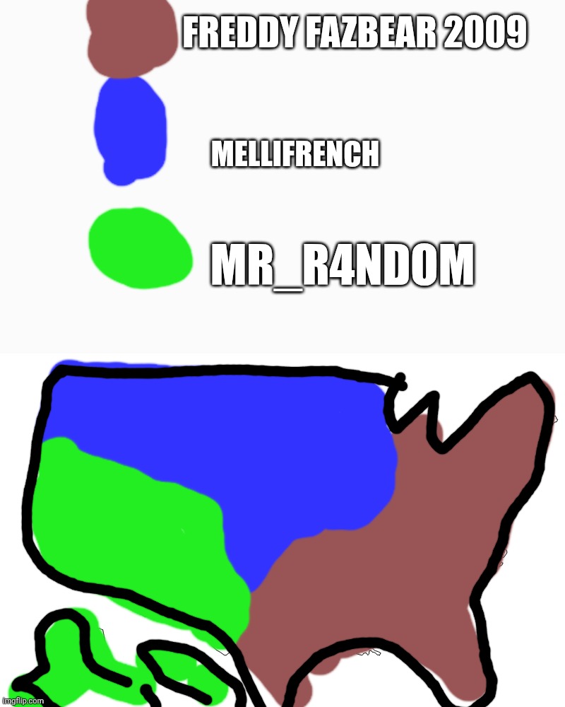 Trio alliance | Freddy fazbear 2009; Mellifrench; MR_R4NDOM | image tagged in map of usa | made w/ Imgflip meme maker