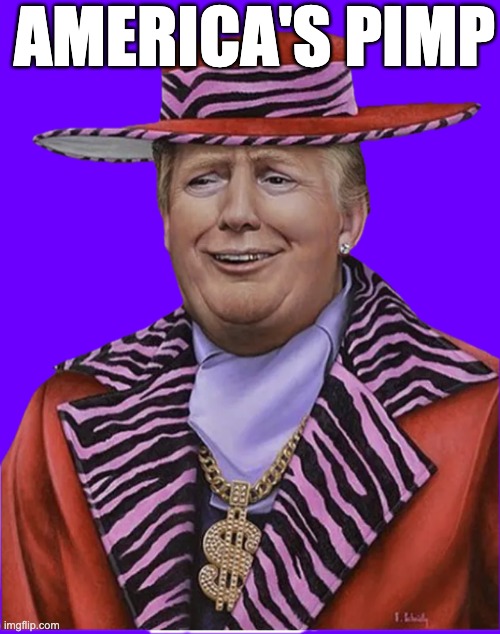 Trump pimp.png | America's pimp | image tagged in memes,trump,pimps,usa,americans,oligarchy | made w/ Imgflip meme maker