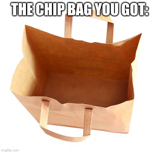 Empty Bag | The chip bag you got: | image tagged in empty bag | made w/ Imgflip meme maker