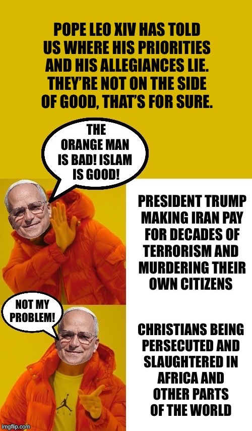 Another woke SJW pope. Just like Pope Francis. | image tagged in political meme,pope leo,hypocrisy,priorities,allegiances,leftist pope | made w/ Imgflip meme maker
