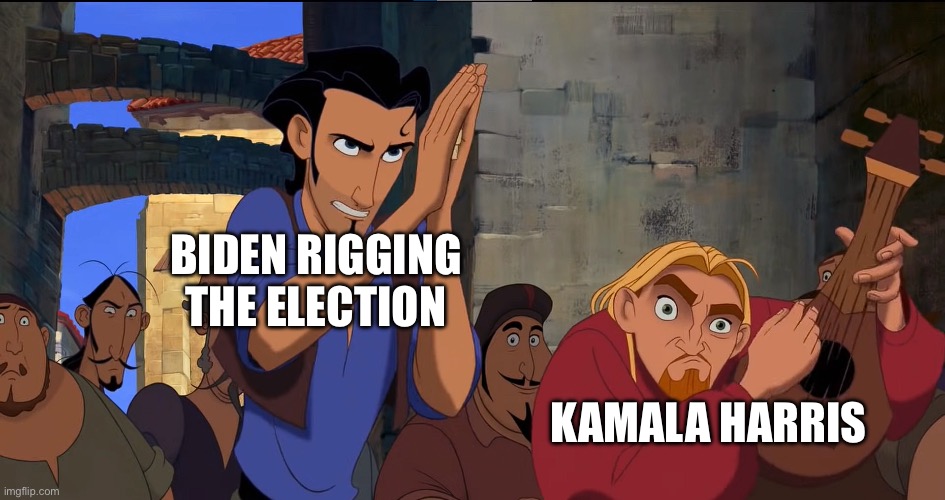 Road to El Dorado Dice Gamble | Biden rigging the election; Kamala Harris | image tagged in road to el dorado dice gamble | made w/ Imgflip meme maker