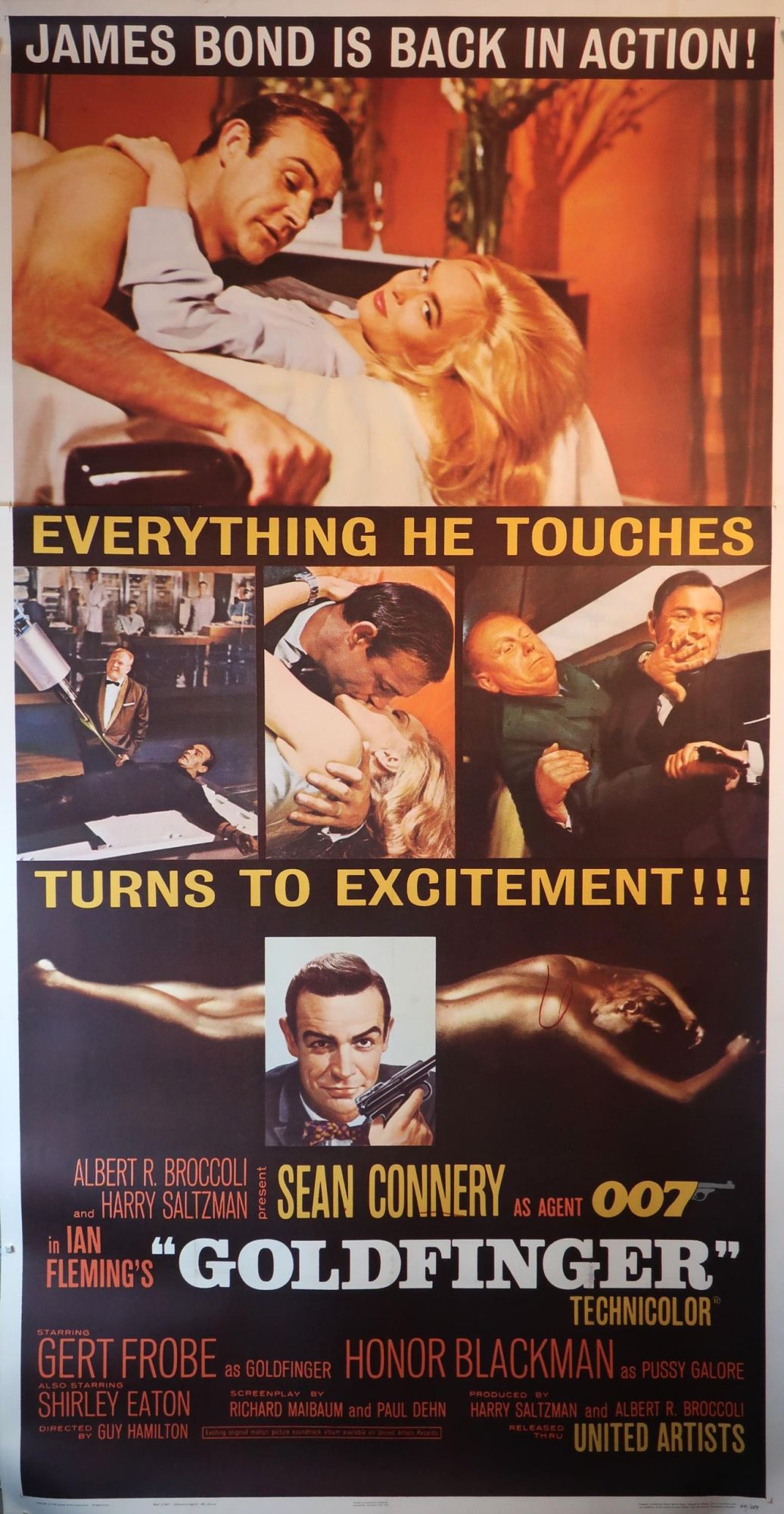 Goldfinger rare large format US 3 sheet Fine/Near Mint on linen Blank Meme Template