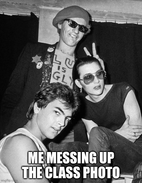 Giving people bunny ears... | Me messing up the class photo | image tagged in captain sensible | made w/ Imgflip meme maker