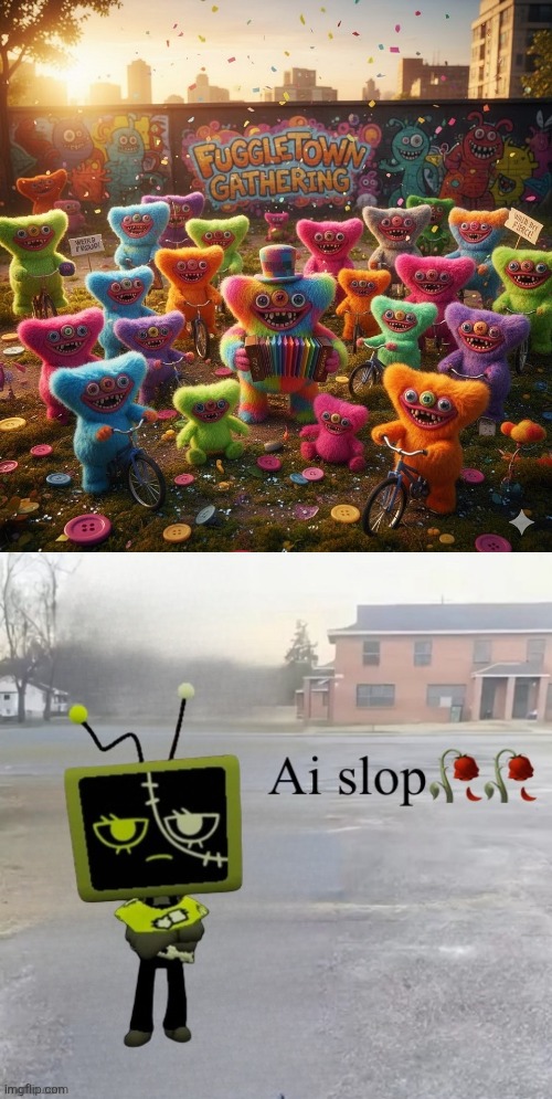 image tagged in fugglers,vee ai slop sybau | made w/ Imgflip meme maker