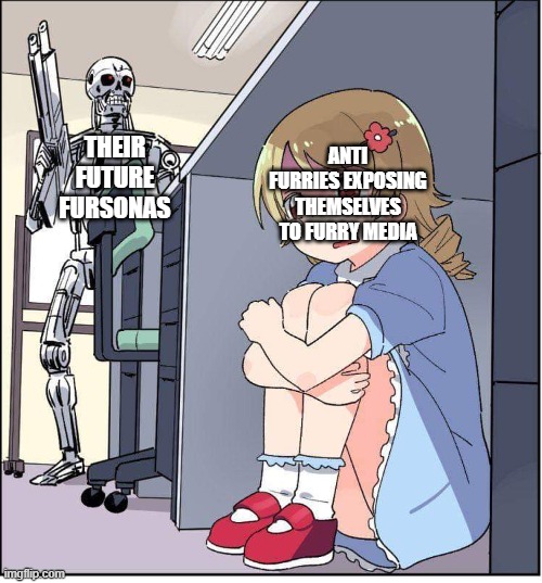 I've seen a lot of furries being former furry haters/anti-furries it's kinda funny | Their future fursonas; Anti furries exposing themselves to furry media | image tagged in robot anime girl hiding animinator,anti furry,furry memes | made w/ Imgflip meme maker