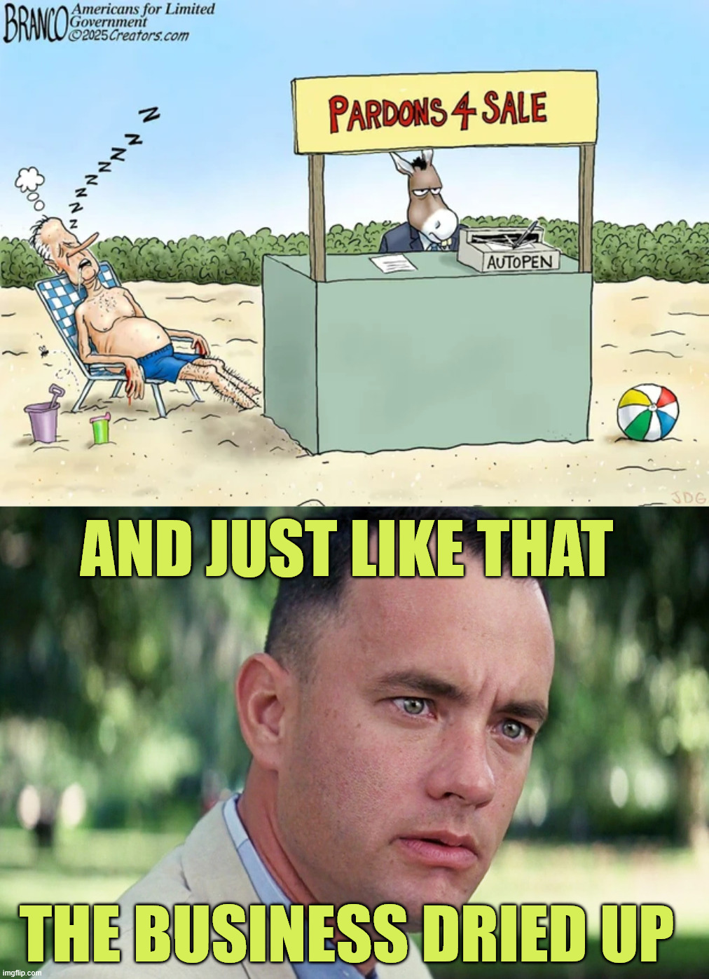 And just like that The business dried up | image tagged in memes,and just like that | made w/ Imgflip meme maker