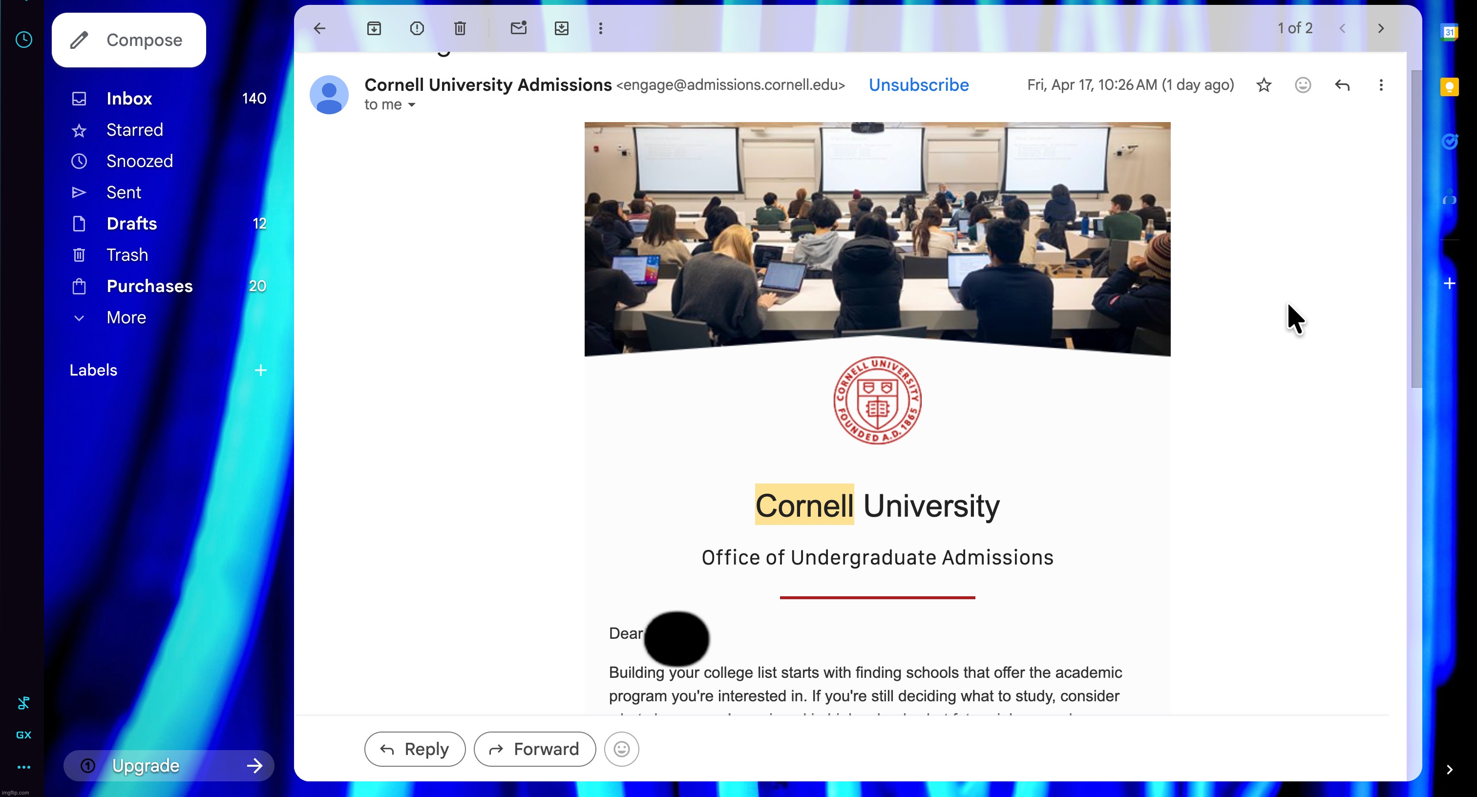 i got into cornell guys :') | image tagged in thank you drawings stream,celebratory' | made w/ Imgflip meme maker