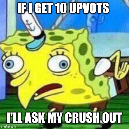 lol | If I get 10 upvots; I'll ask my crush out | image tagged in funny | made w/ Imgflip meme maker