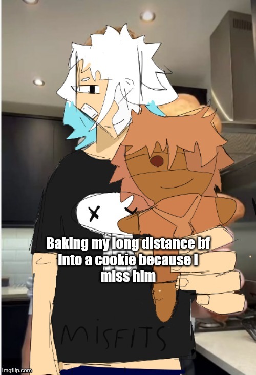 He baked his bf into a cookie??? | image tagged in drawing | made w/ Imgflip meme maker