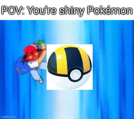 YOU'RE MINE! | POV: You're shiny Pokémon | image tagged in ash throws pok ball,pov,shiny | made w/ Imgflip meme maker