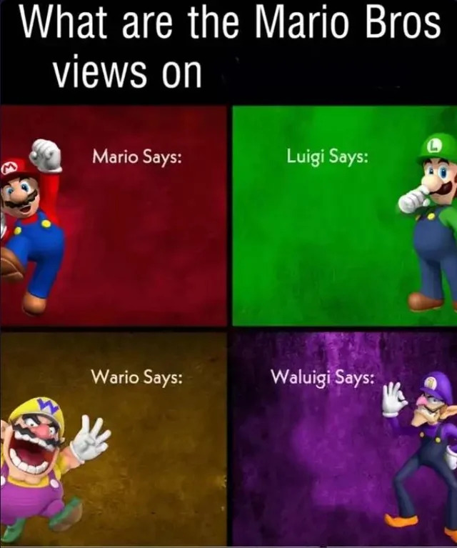 What are the Mario and Wario bros' views on... Blank Meme Template