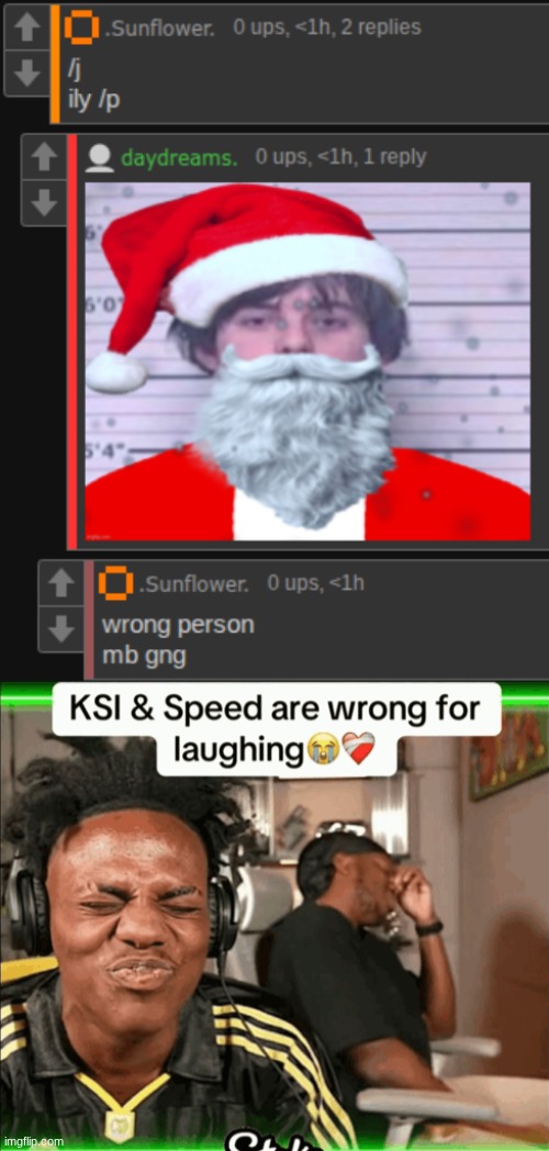 I legit thought this was Millie for some unknown reason. I'm so sorry mewo </3 | image tagged in ksi and speed are wrong for laughing | made w/ Imgflip meme maker