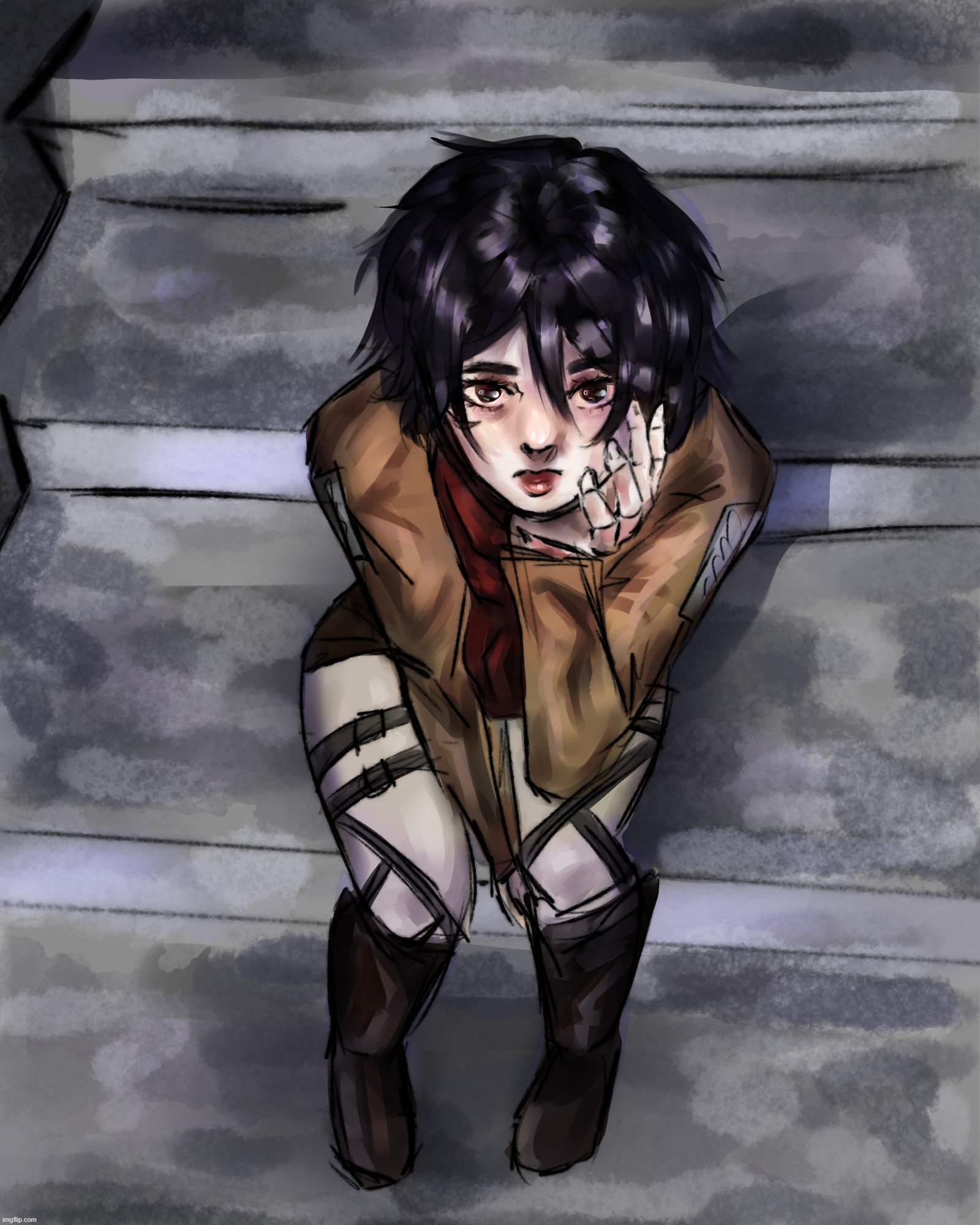 mikasa ackerman, i messed up the perspective a bit but i still think it looks pretty decent | made w/ Imgflip meme maker