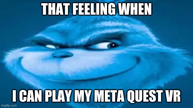 that feeling when (grinch) | That feeling when; i can play my meta quest vr | image tagged in that feeling when grinch | made w/ Imgflip meme maker