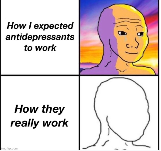 Antidepressants | image tagged in anti,depression,meds | made w/ Imgflip meme maker