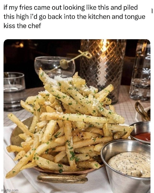Thanks Chef | image tagged in chef,fries,kitchen,kiss,tongue | made w/ Imgflip meme maker