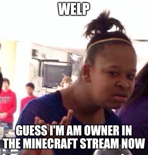;-; | Welp; Guess I'm am owner in the Minecraft stream now | image tagged in memes,black girl wat | made w/ Imgflip meme maker