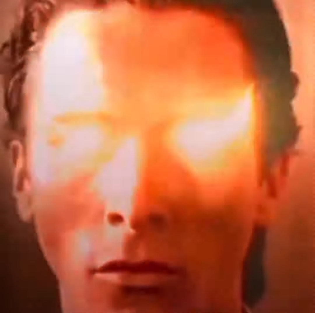 Patrick Bateman lightning eyes Blank Meme Template