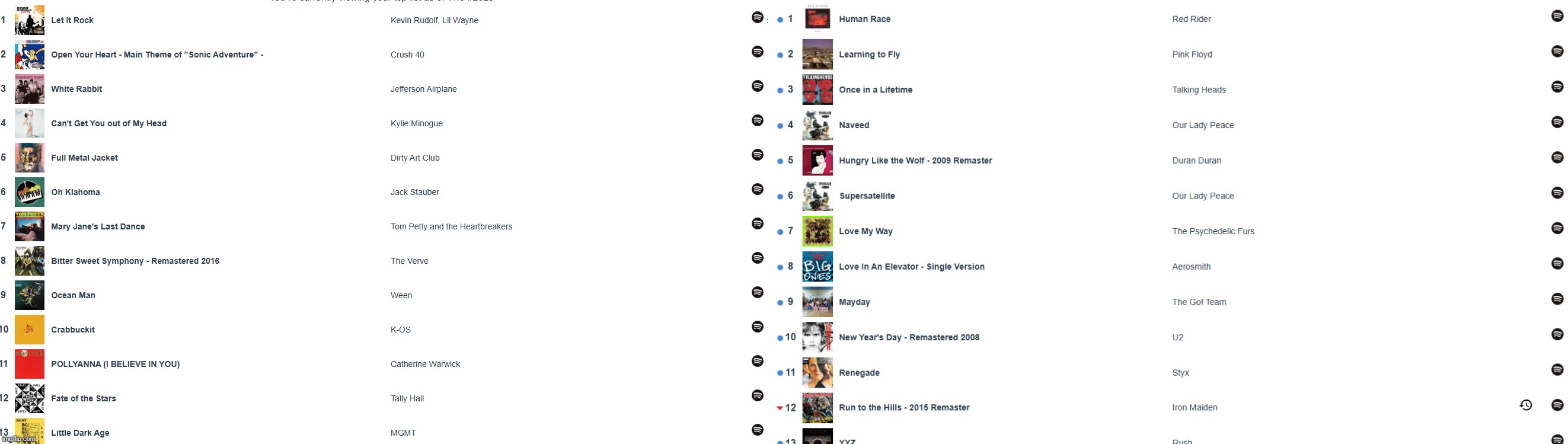 i think i had a lobotomy cuz why is my top music very different it is only a year apart | made w/ Imgflip meme maker