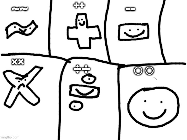 More inhabitants for ??'s pocket dimension | ++; --; ~~; ○○; ××; ÷÷ | made w/ Imgflip meme maker