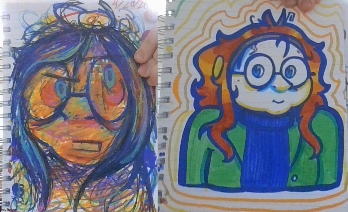 being an artist is really funny cuz yeah these i drew both of these self portraits | made w/ Imgflip meme maker