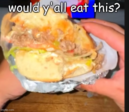 Low key I would eat this | would y'all eat this? | image tagged in food,philly cheesesteak | made w/ Imgflip meme maker