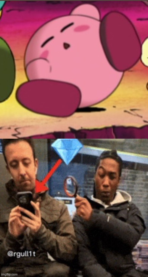 i might be back in my kirby phase chat | image tagged in me looking at peak | made w/ Imgflip meme maker