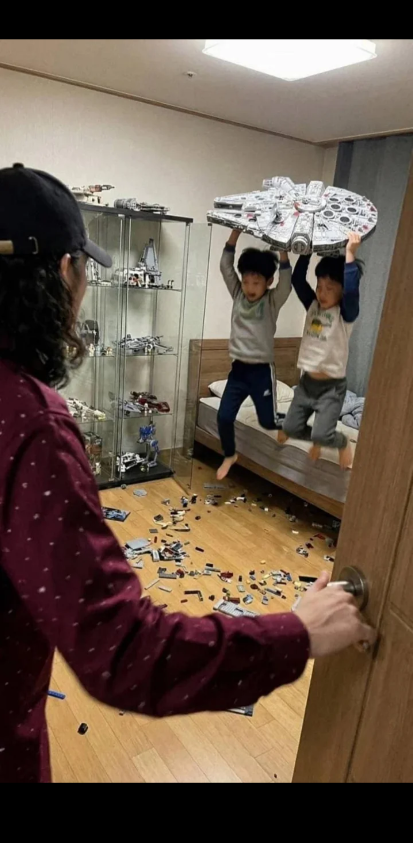 My Lego art Millennium Falcon destroyed by my kids Blank Meme Template