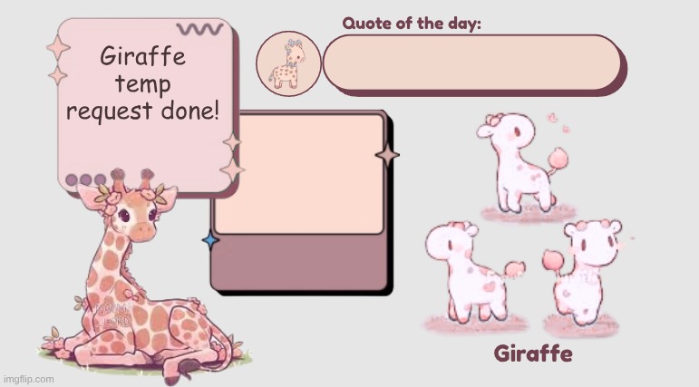 here it is, whoever asked for it! >< | Giraffe temp request done! | image tagged in giraffe | made w/ Imgflip meme maker