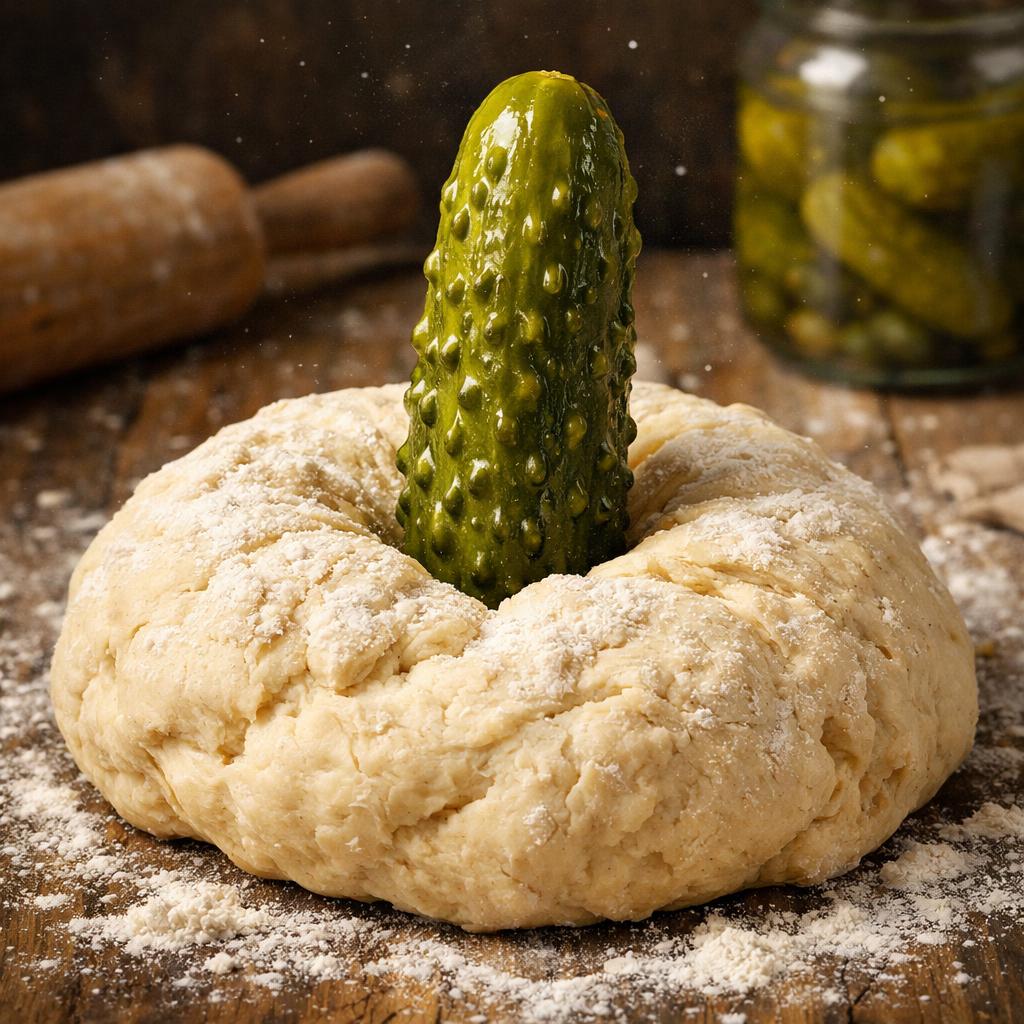 High Quality dill pickle stuck into dough Blank Meme Template