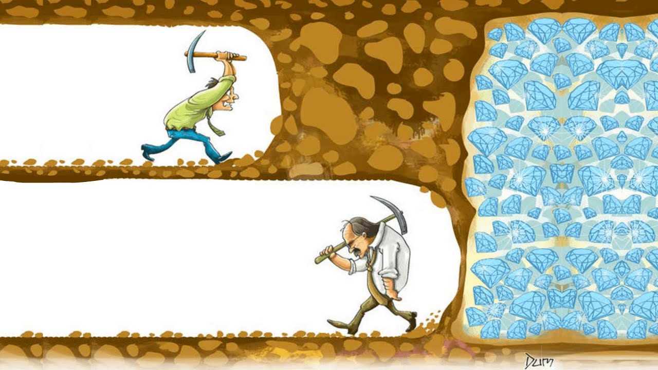 Miner walking away from diamonds Blank Meme Template