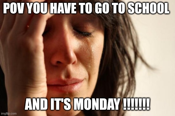 First World Problems Meme | PoV you have to go to school; AND it's monday !!!!!!! | image tagged in memes,first world problems | made w/ Imgflip meme maker