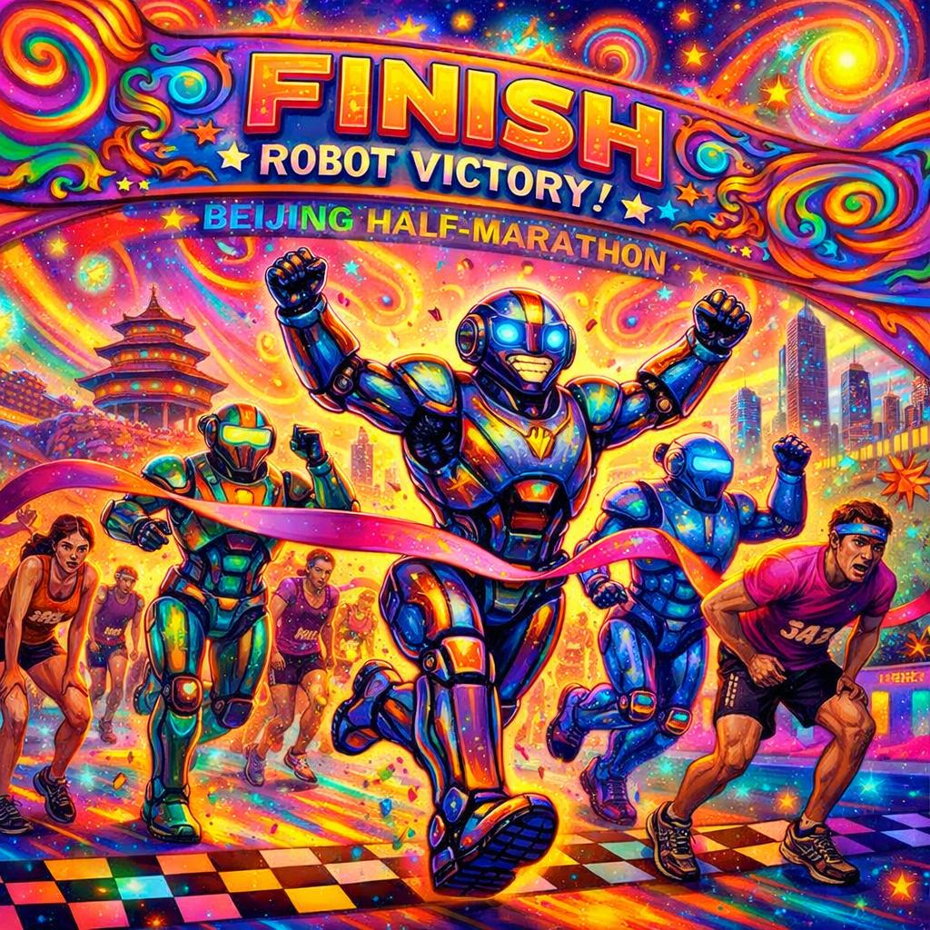 In a race between humans and robots, machines take the victory i Blank Meme Template